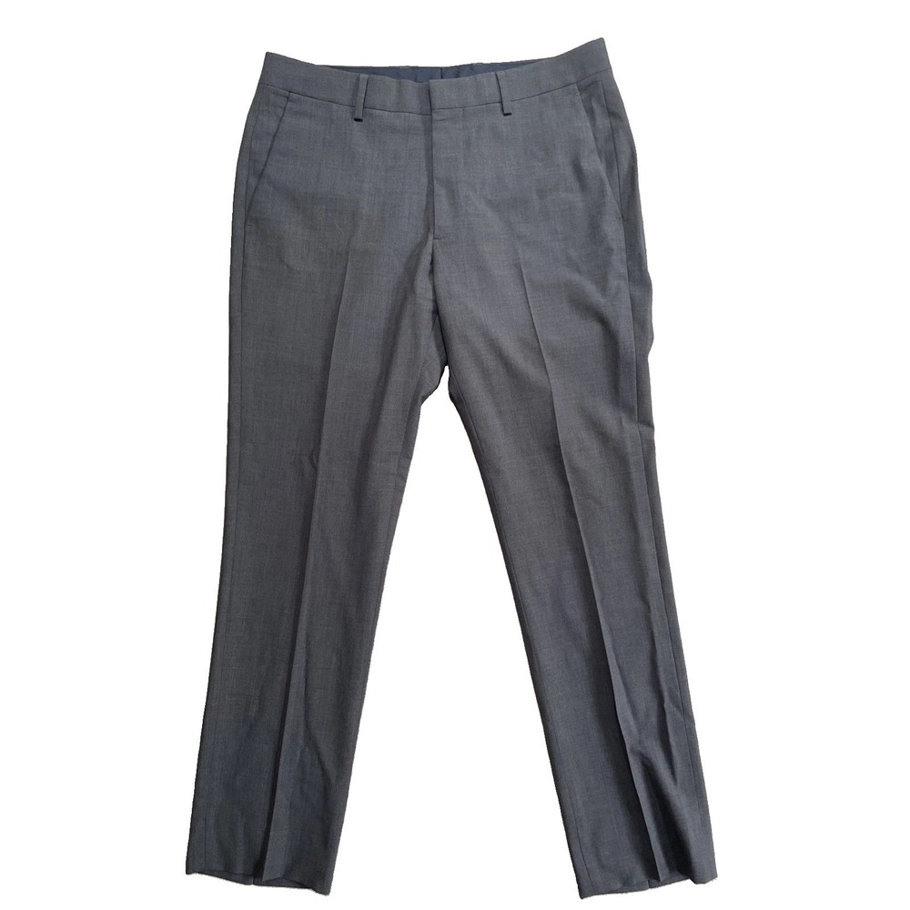 Bonobos Men's Dress Pants 32x32 Gray Wool Blend Stretch Flat Front Trousers